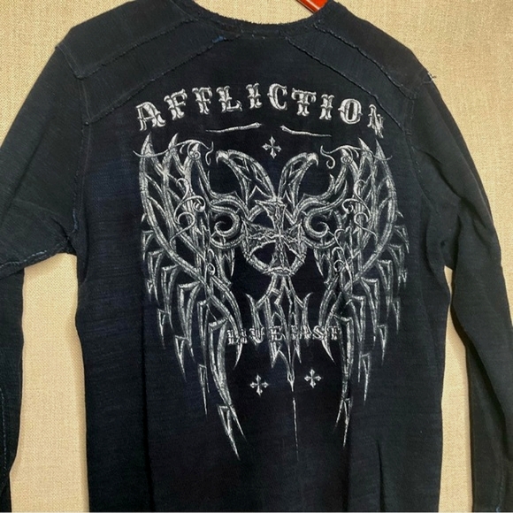 Affliction REVERSIBLE blue/black long sleeve THERMAL  size XXL - Picture 8 of 10